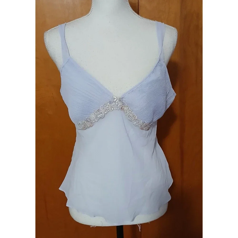 Expressions 2-Piece Lavender Cami Robe Sheer Sequin Collar Nighty Size Medium